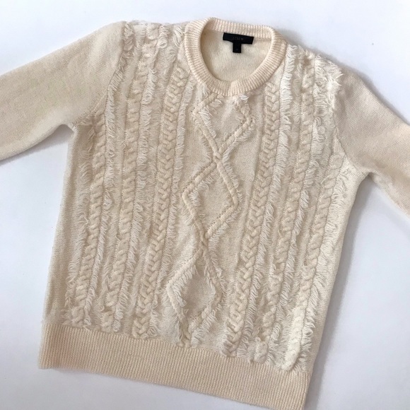 J. Crew Cable Crew Neck Sweater With Fringe - Picture 3 of 6